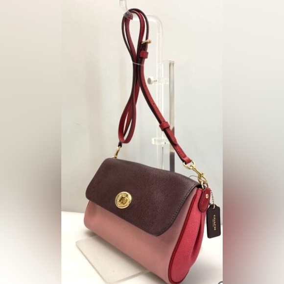Coach Colorblock Satchel | Pink Red Plum Leather‎ | Preppy Chic Y2K Quiet Luxury - Picture 4 of 11